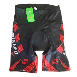 SPONEED Mens Padded Cycling Shorts XXL Black Red Bike Gel Chamois NWT
